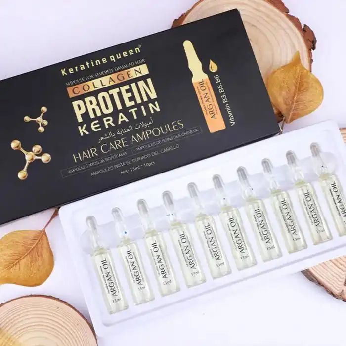 Ampoules pour soin des cheveux keratine Queen Vitamine B3, B5, B6 Oil d'Argan